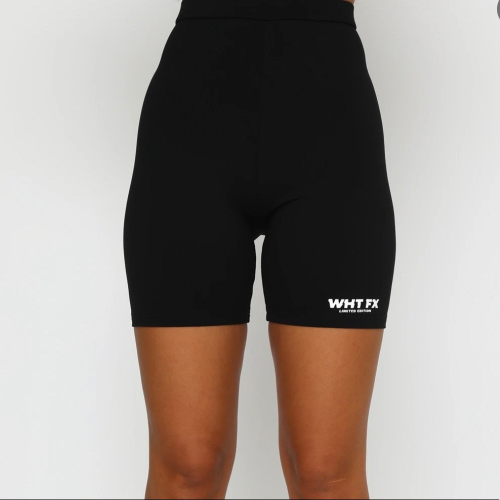 White Fox Black Bike Shorts